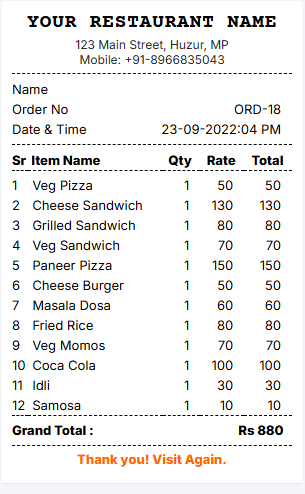 Restaurant POS billing and kitchen order software